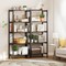 Costway 5-Tier Rustic Industrial Bookshelf Wood Display Storage Rack with Metal Frame